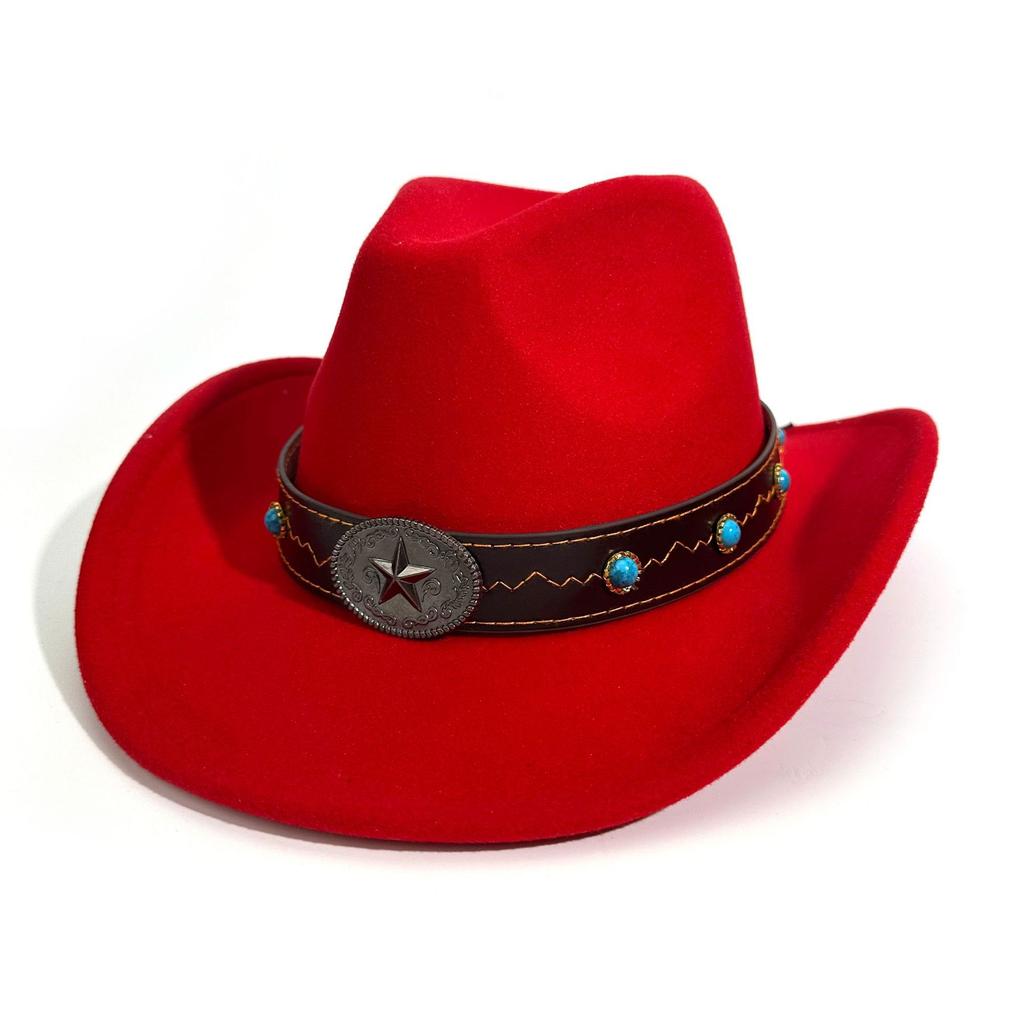Western Cowboy Hat Autumn And Winter Male And Female Knight Hat European And American Style Big Edge Top Hat Jazz Hat