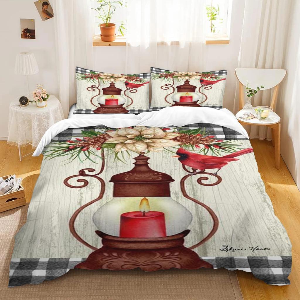 Crăciun Om de Zăpadă Desene Animate Imprimate Poliester Husă de Plapaplumă Set de Perne Husă de Plapaplumă King Size Set de Lenjerie de Pat Sărbători Cadouri Copii