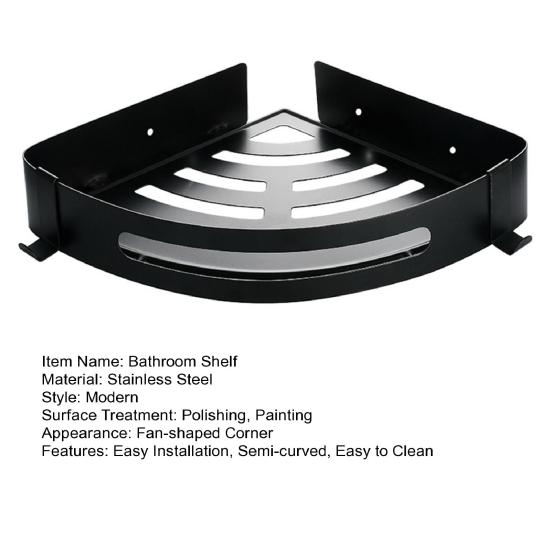 Caddy de colț pentru economisire a spațiului, raft pentru baie, fără perforare, instalare ușoară 2 cârlige