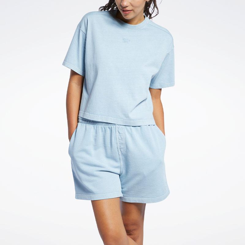 Reebok Classics  Nd Solid Color Round Neck Short Sports T-Shirt Women Tops Blue GP7888