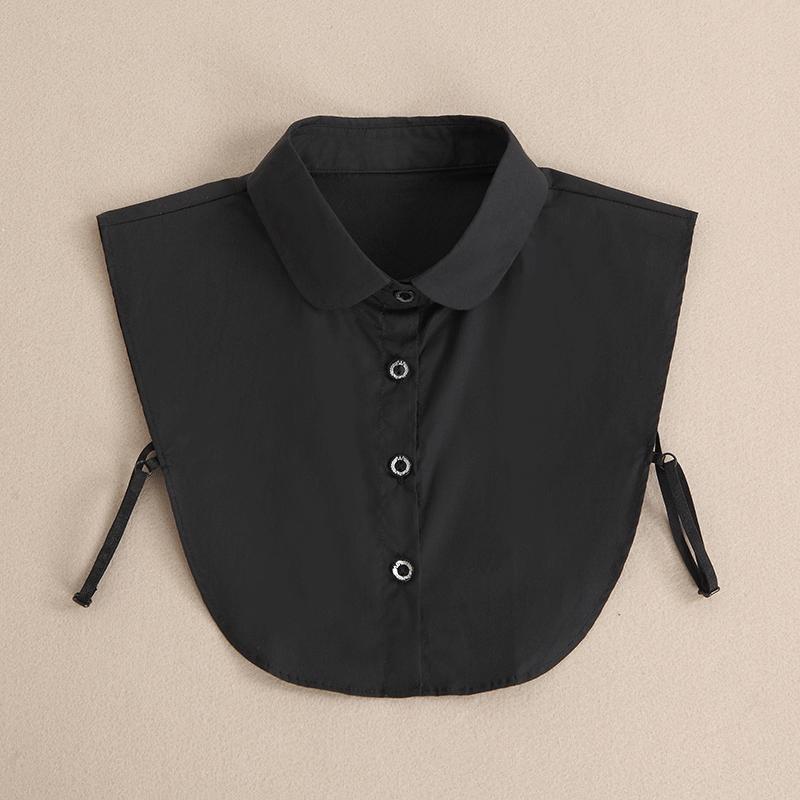 Front Tie White Fake Collar Stand Beads Detachable Collar Fake Women Vintage Crystal Lace Ladies False Blouse Collar Half Shirt