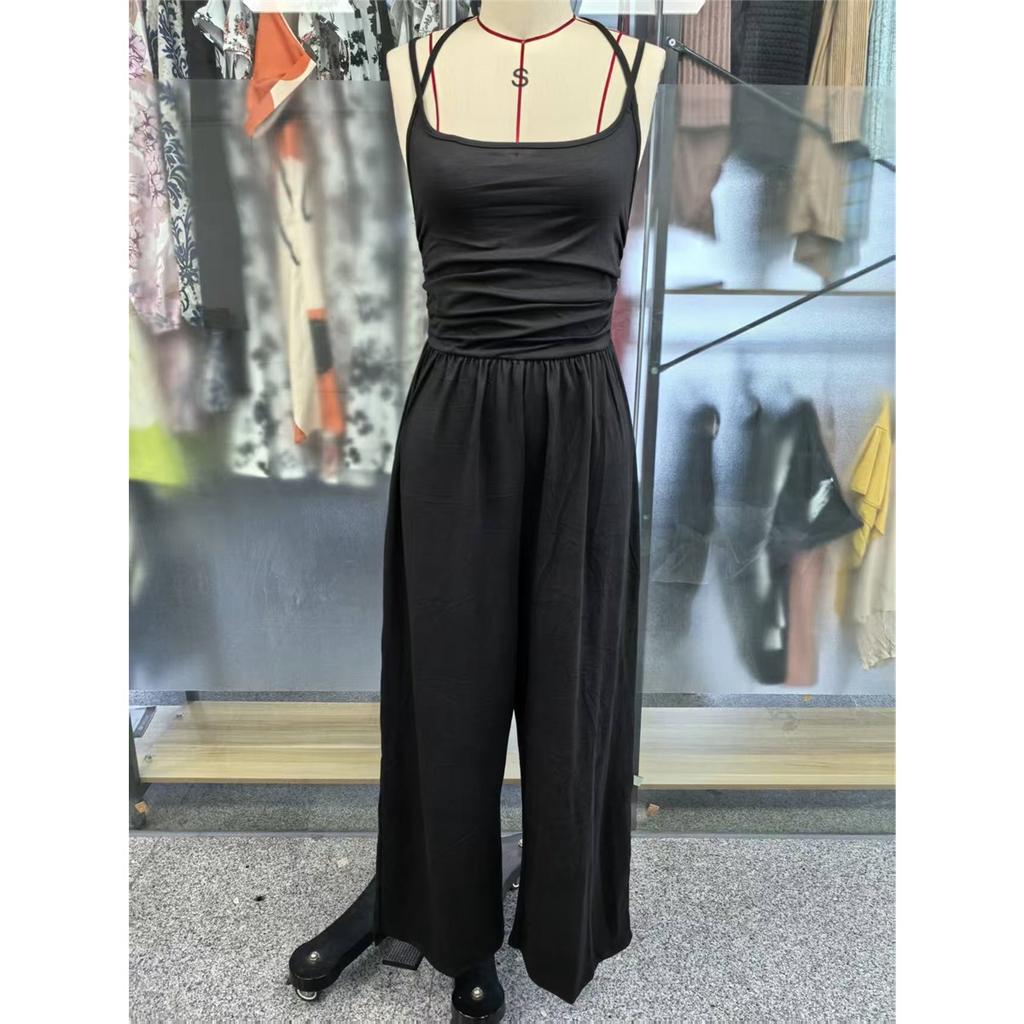 Women's Halterneck Suspender Pleated Waist Backless Jumpsuit