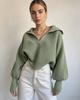 Popular 2026 European and American Foreign Trade Autumn and Winter New Knitted Sweater Knitted Sweater Lapel Pullover Women's Top