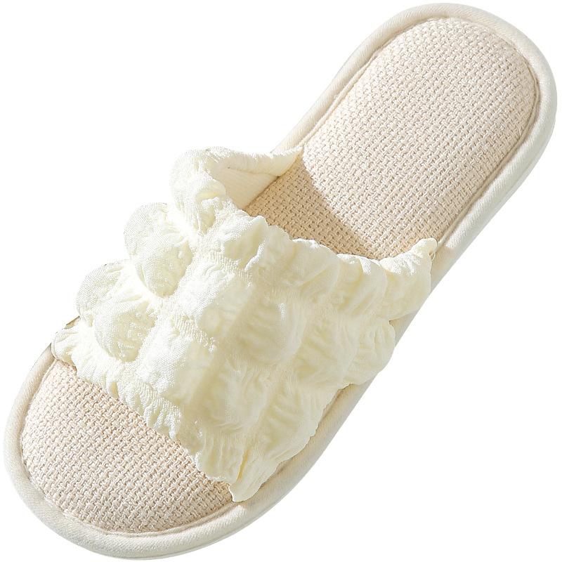 Linen slippers women's spring and autumn four seasons couple home thick bottom light non-slip sweat absorption comfortable breathable outer wear men