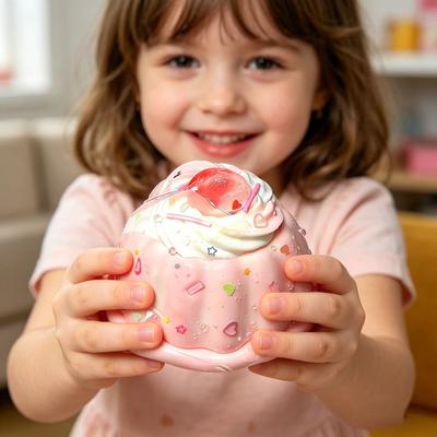 Simulated Cream Cake Squeeze Toy Stress Relief Pudding Sensory Toy Soft Stretchy Dessert Shape Home Office Desk Toy
