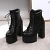 2025 Autumn Winter 14cm Thick Heel Super High Heel High Dance Runway Nightclub Knight  Short Boots Women's Shoes ZYW