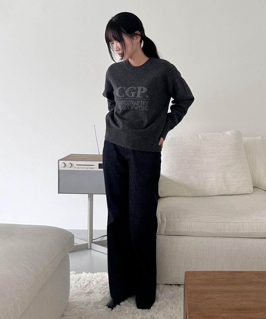 CGP (Women) Square Logo Knit_Charcoal
