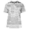 Staré noviny Trička 3D tisk Muži Ženy Ležérní Móda Hip Hop Legrační Krátký rukáv Streetwear Vintage topy Košile