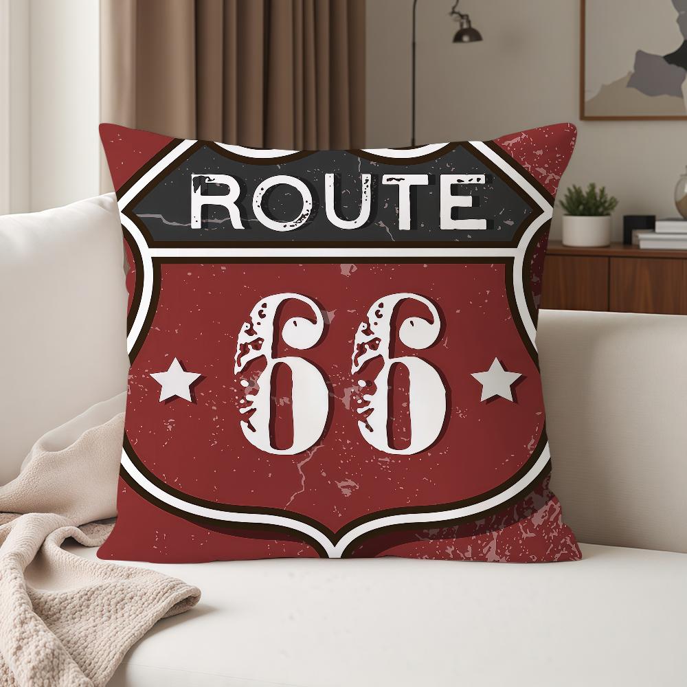 Fashion US Route 66 Pillow Case Suitable For Bedrooms Living Rooms Cars Home Decoration