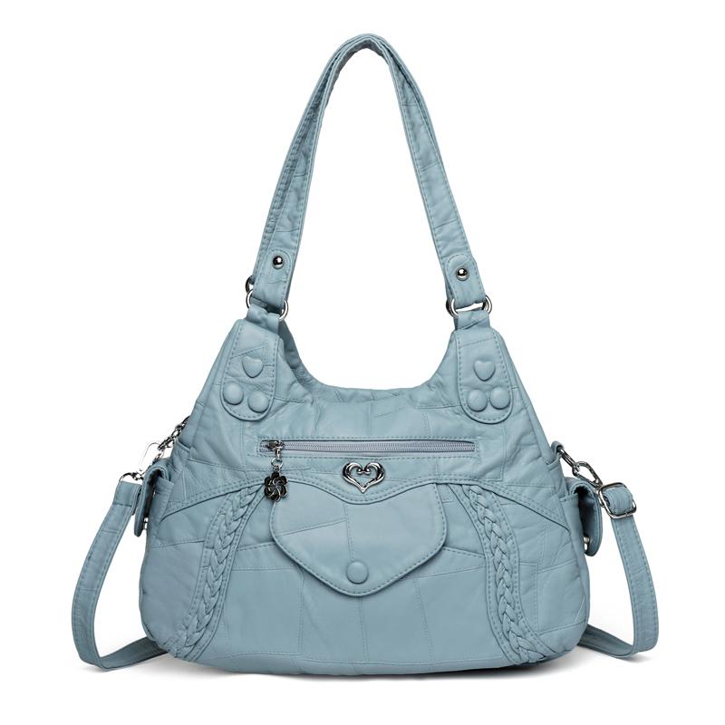 

Женская сумка на одно плечо 2025 лето мягкая кожа дизайнерская сумочка брендовая сумка-тоут большая вместимость повседневные женские сумки синий