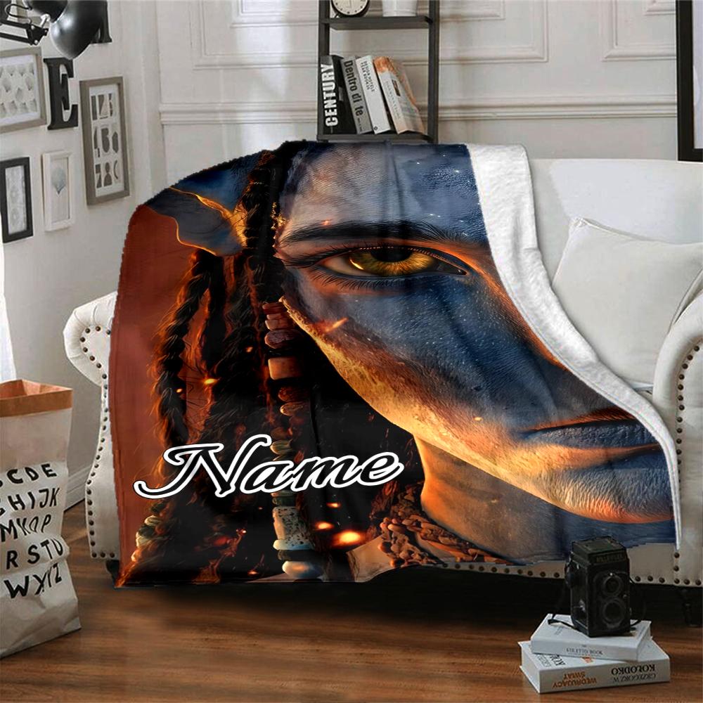 Custom Name Avatar Blue Beauty Party Blanket For Couch Bed Plush Cozy Fuzzy Blanket Super Soft Warm Blankets For Fall And Winter 0916282