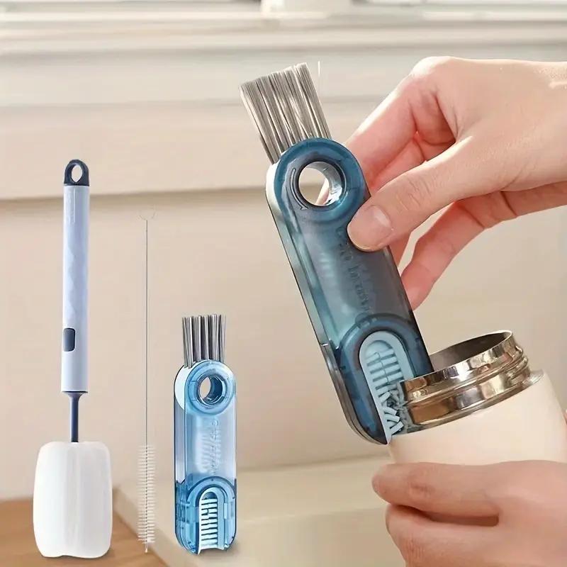 3 In 1 Bottle Gap Cleaner Brush Multifunctional Brush Cup Crevice Cleaning Tools Kitchen Mini Silicone Cup-Holder Cleaning Brush