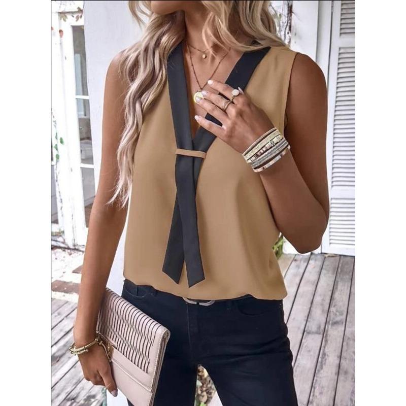 V-neck Sleeveless Casual Women’s Blouses & Shirts