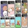 Bubu Dudu Cartoon Cute Phone Case Cover for Samsung Galaxy Z Flip 7 6 5 4 3 5G Flip3 Flip4 Flip5 ZFlip6 ZFlip7 Black Fundas Gala