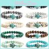 Geometric Turquoise And Lava Stone Beaded Bracelets For Men Women Gift