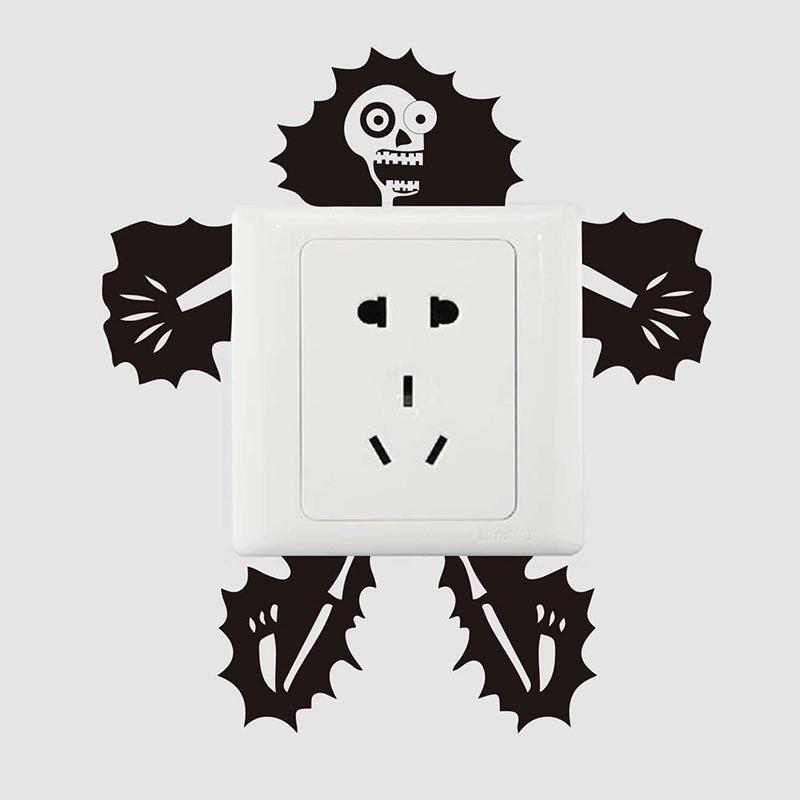 Electrocution Skeleton Man Switch Sticker, Children'S Bedroom Bathroom Wall Sticker Self-Adhesive Halloween Fun  Style