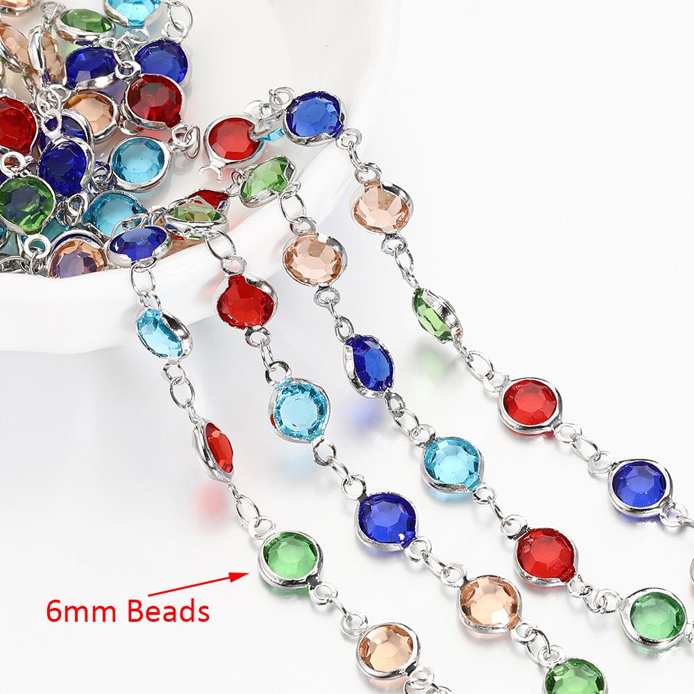 

1meter Glass Crystal Oval Beads Copper Chain for Necklace Bracelet Jewelry Making DIY Bohemian Colorful Chains Wholesale