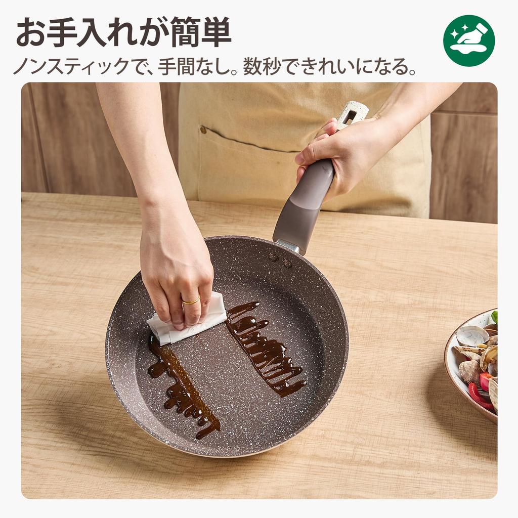 WANGYUANJI Frying Pan Set (3-piece) - IH and Gas Compatible - Includes 24cm Frying Pan, 24cm Casserole, and 16cm Saucepan - Non-stick