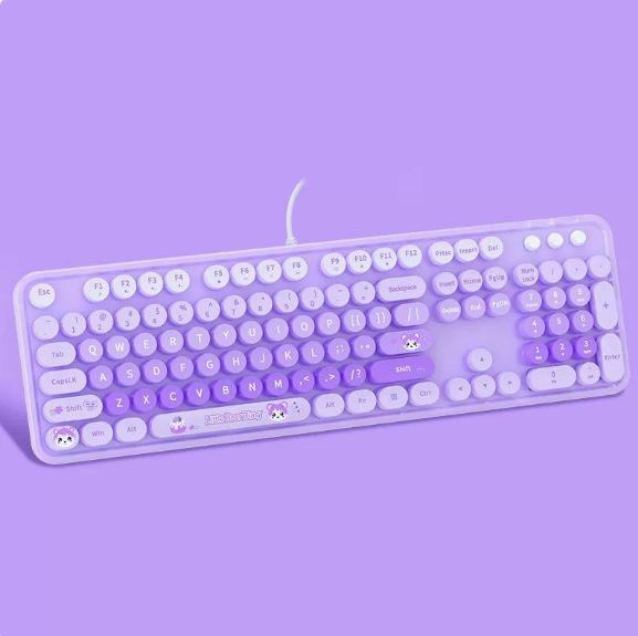 Mao Tian Shou Retro Wired USB Keyboard with Round Keys for Men & Women – Ideal for Desktop, Laptop, Office Use, Mechanical Feel