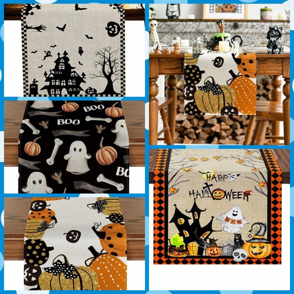 

Ghost Pumpkin Bat Tablecloth Anti-Slip Placemat Horror Table Runner Kids S-A