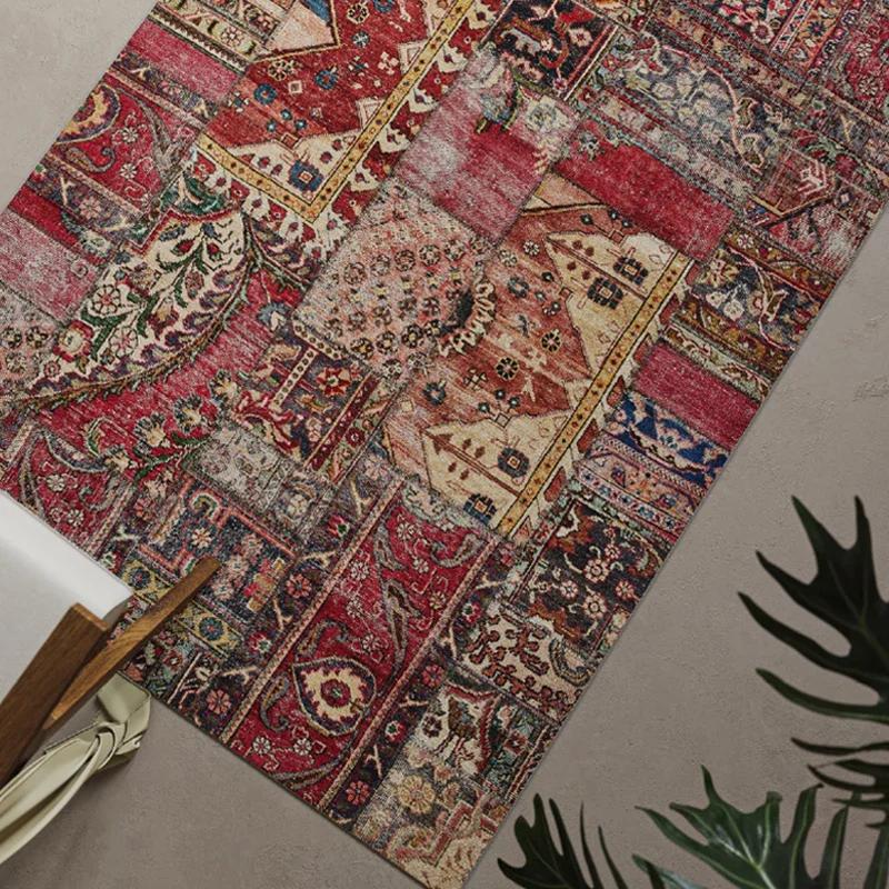 Living Room Carpet Retro Ethnic Style Carpets Machine Washable American Home Decoration Rug Persian Bedroom Bedside Floor Mat