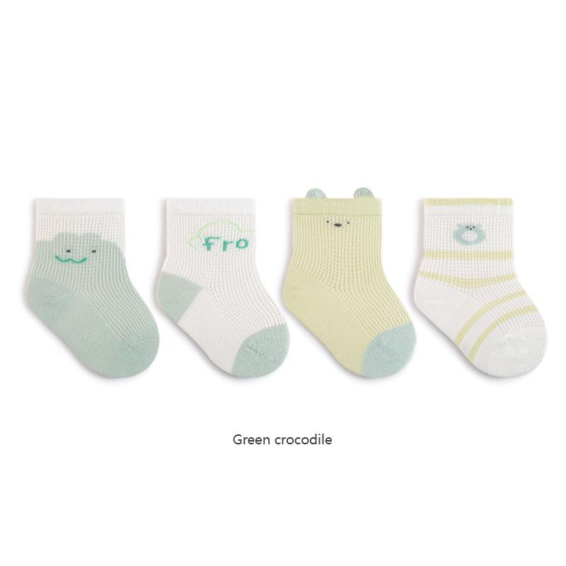 

4 Pairs Newborn Socks Summer Durable Baby Socks Comfort Cute Cartoon Child Socks For Babies XS(0-6M)