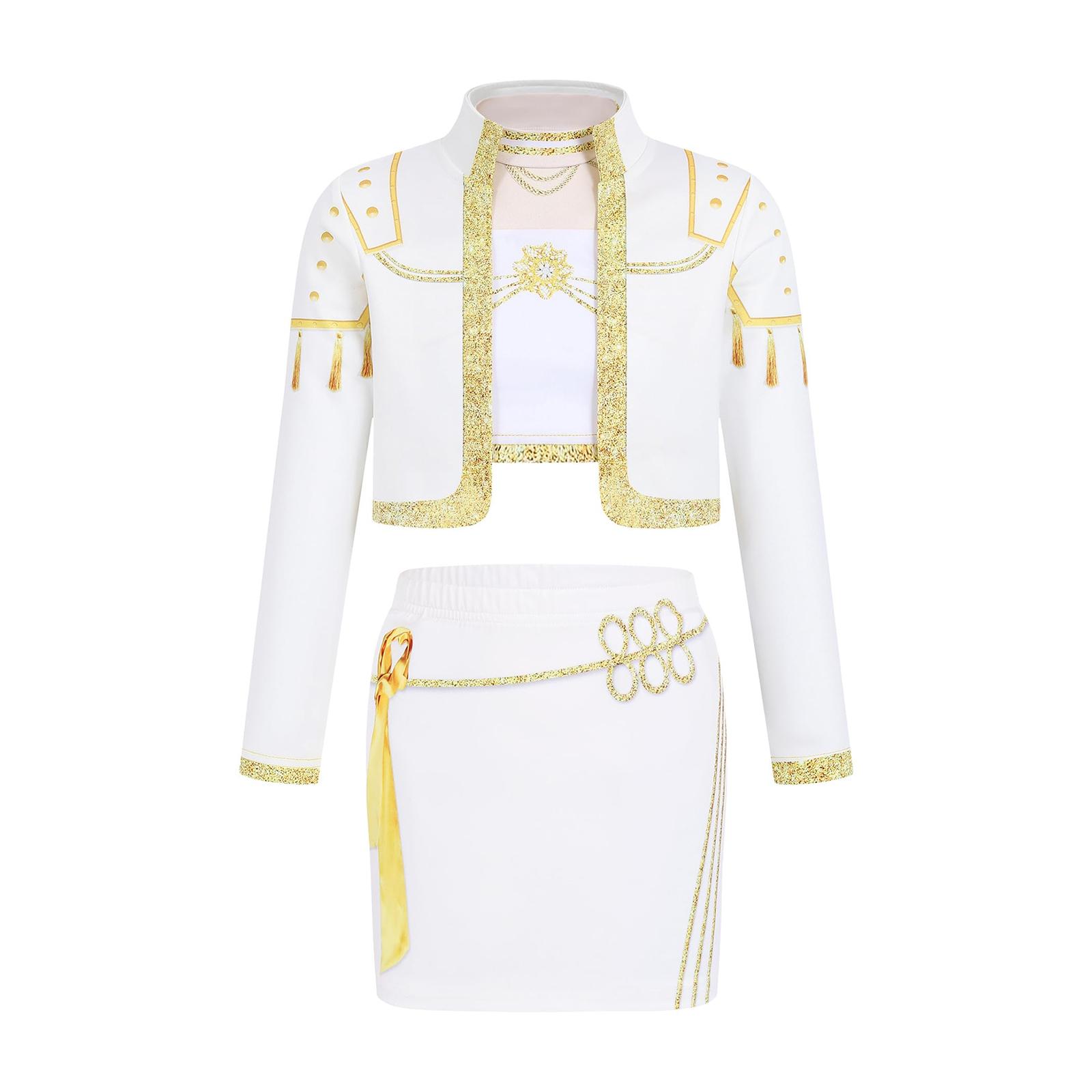 

Костюмы для косплея для девочек Детский костюм на Хэллоуин Комплект из топа и юбки 110 золотой