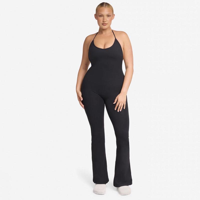 Prodyšný evropský a americký jogový oblek: Pot odvádějící, Přiléhavé, Mírně rozšířené od kolen, Zvedající hýždě, Stahující břicho, Tvarující postavu Jednodílné fitness oblečení