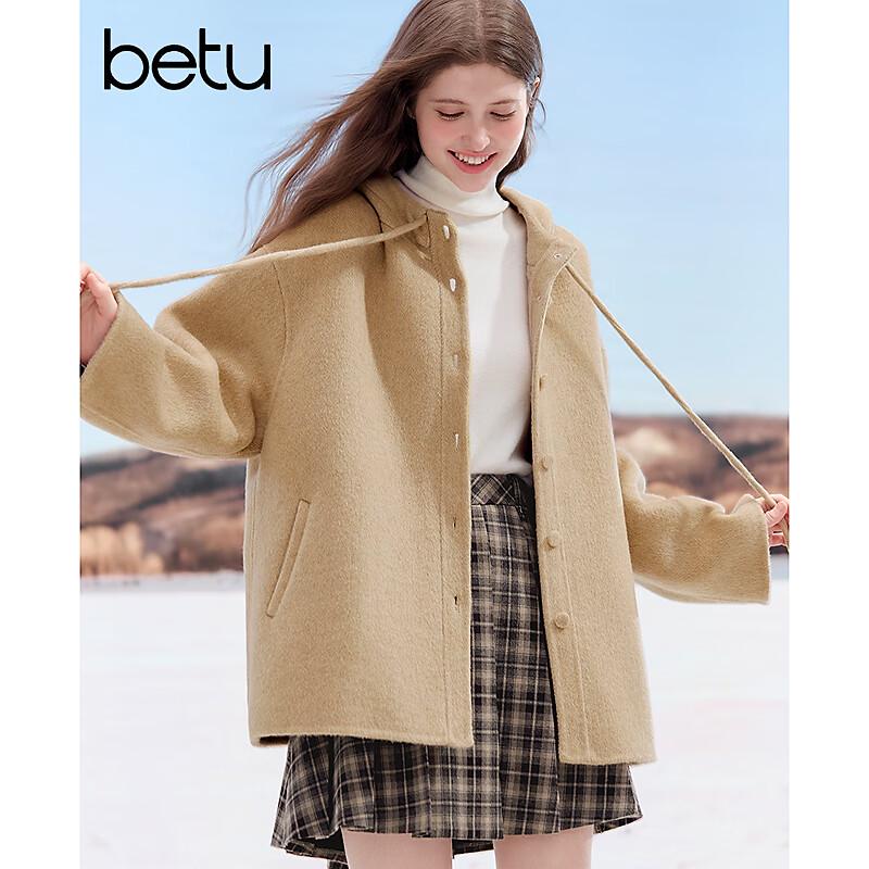 

Betu Women s Hooded Wool Blend Overcoat M