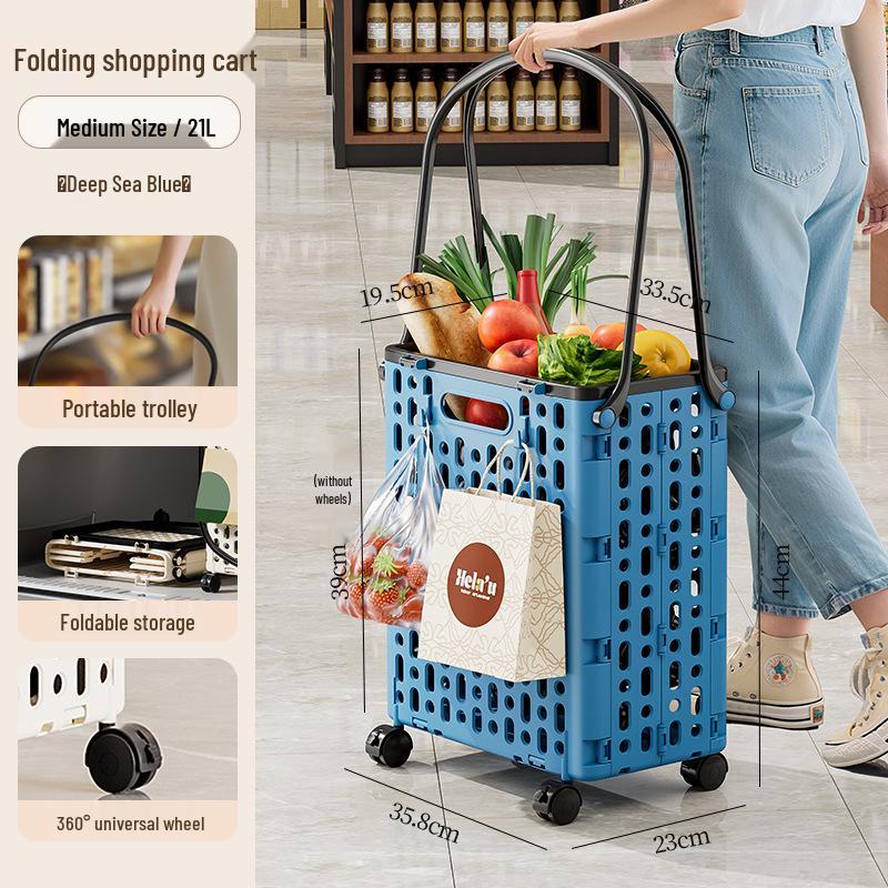Foldable Multi-Functional Handcart: Compact Trailer for Shopping, Vegetables, and Express Pickups