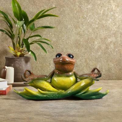 Meditasyon Kurbağa Heykeli Oturan Kurbağa Figürü Reçine Hayvan Heykeli İç Mekan Dış Mekan Bahçe Masaüstü Dekorasyon Süsü