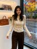 Elegant French Lace Slimming Long-Sleeve Top