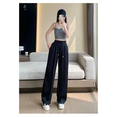 High End Sun Protection Ice Silk Wide Leg Pants For Women Summer Lightweight Jacquard Casual Trousers Stylish Comfortable Summer Pants