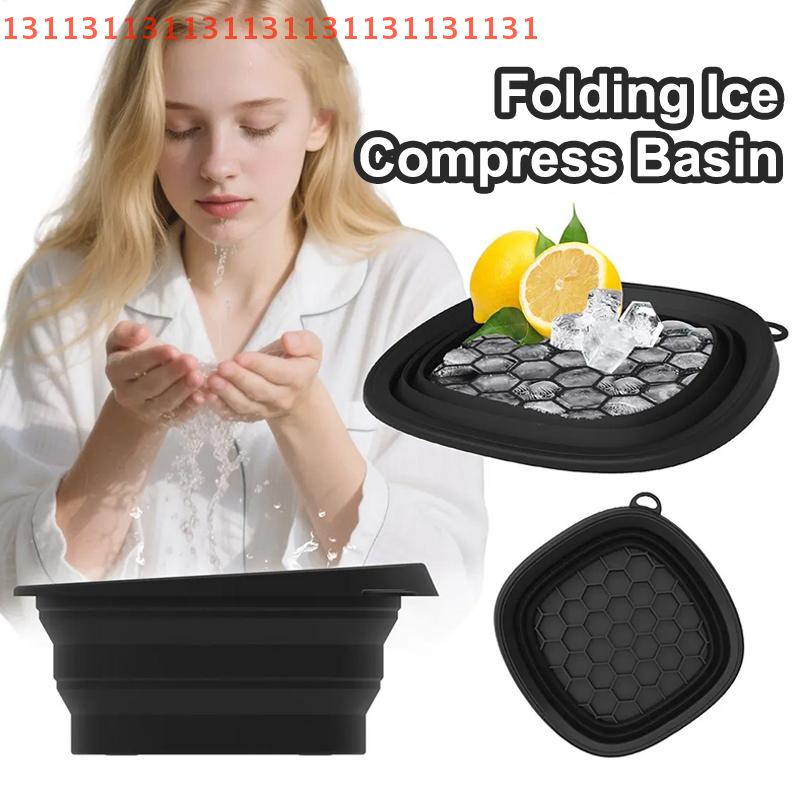 Portable Face Dipping Bowl for Ice Bath And Home Skincare Routine for Women And Girls Square Foldable Silicone Bowl