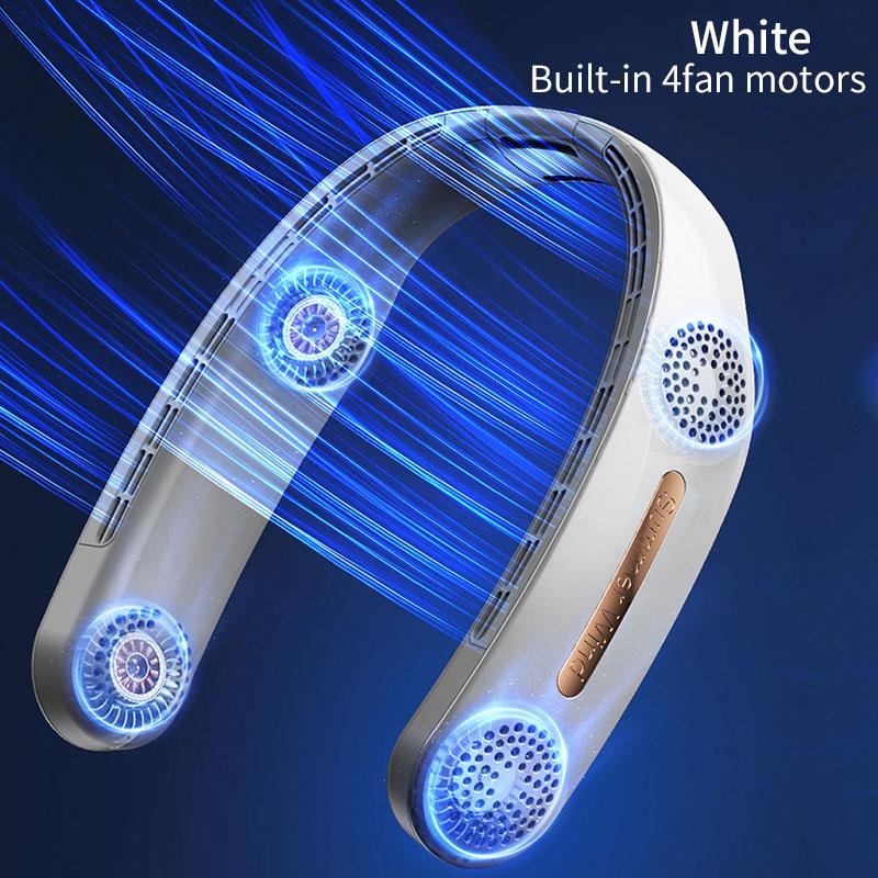 Nuovo Ventilatore Portatile da Collo Elettrico Wireless Ricaricabile Mini Ventilazione Raffreddamento USB Senza Pale Silenzioso per Sport all'Aria Aperta