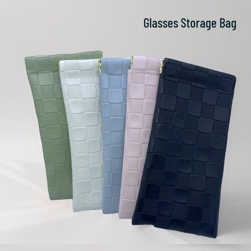 Leather Sunglasses Bag with Snap Closure for Men and Women - Automatic Closing Glasses Storage Case Leather