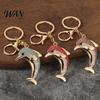 Rust-proof Keychain Pendant, Sparkling Rhinestones Dolphin Shape Keychain, Electroplated Surface Versatile Color Key Holder with Ring And Lobster