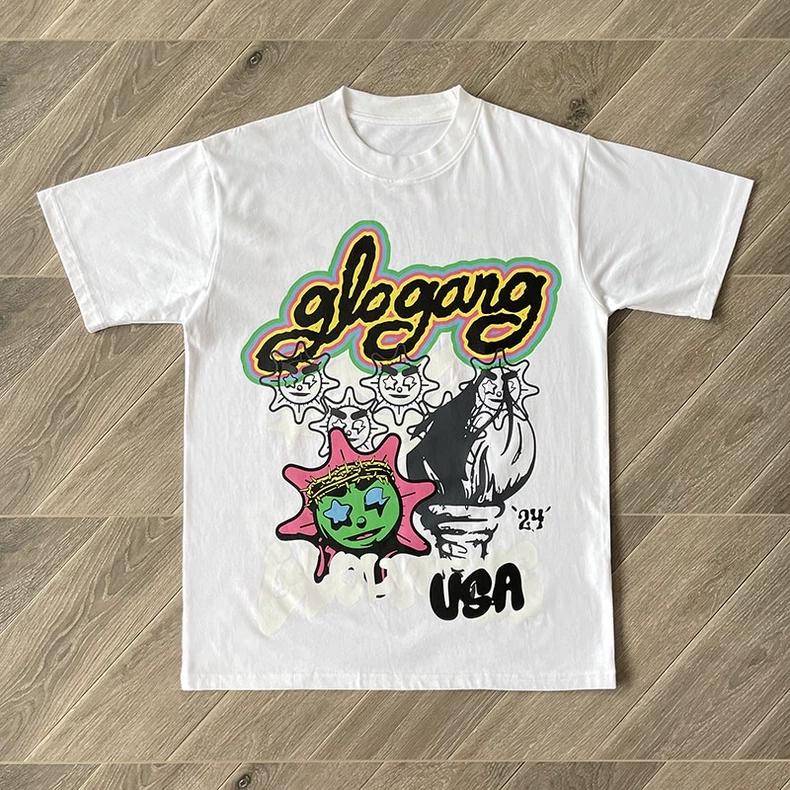 Premium Glo Gang Fashion Cotton T-Shirt with Stylish Print Streetwear Fashion Soft Fabric for Women Summer Street Wear