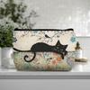 Retro Cat Pattern Makeup Bag Travel Storage Bag  Multi-functional Portable Toiletry Bag