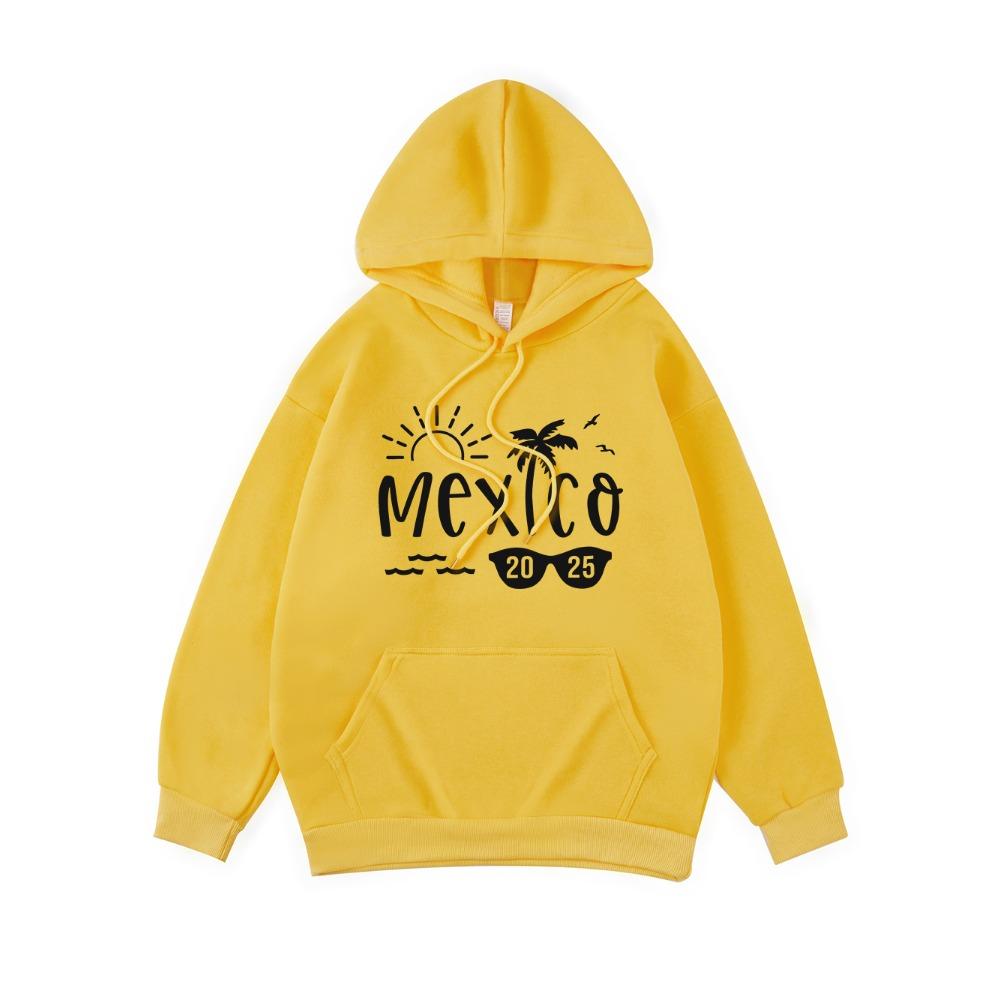 Mexico Beach Printing Hoodies Womens Basics Comfortable Hooded Fleece Warm Loose Sweatshirt Pocket Womans Streetwears
