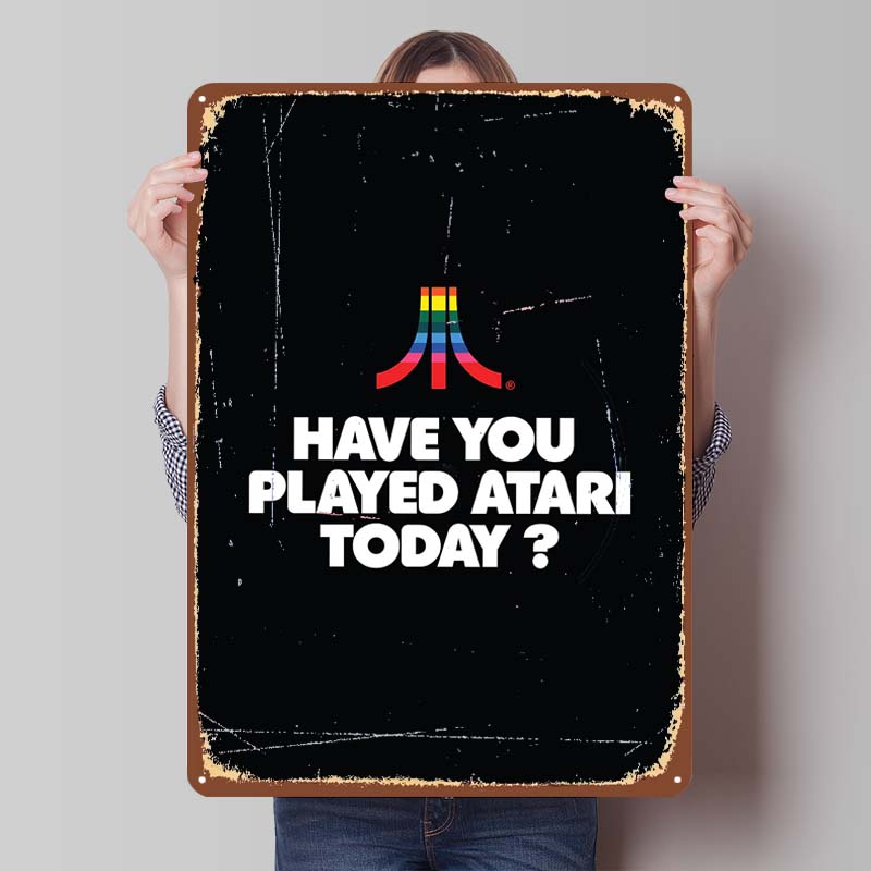 A-Atari Posters Classic Game Metal Signs Wall Decor Custom Tinplate Plaques for Gamers Gaming Room Decoration Art Mural Man Cave