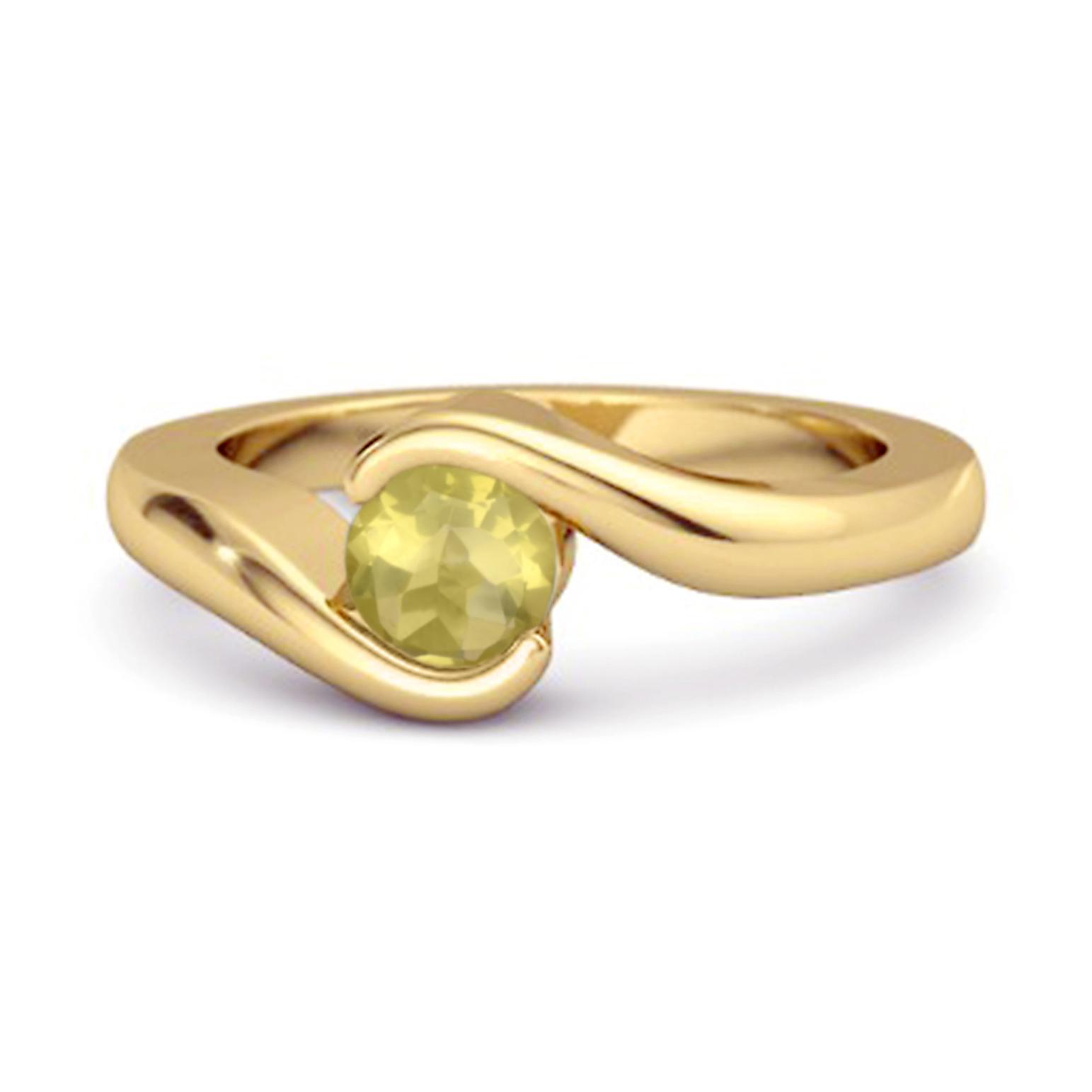 Lemon Quartz Modern Bypass Band Ring - 925 Sterling Silver Gold Vermeil 8.5 жёлтый/золотой