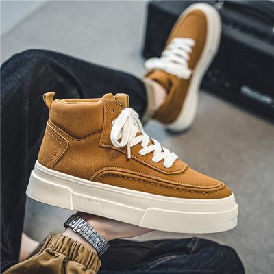 Hot Sale Khaki Men's Vulcanize Shoes Breathable Men High Top Skateboarding Shoes Platform Casual Canvas Sneakers Men Espadrilles