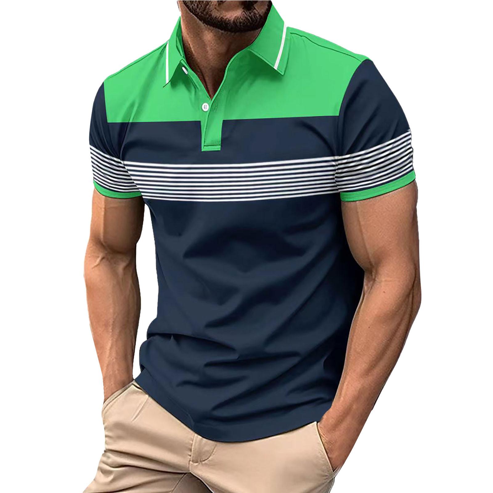 Мужская модная рубашка с цветными блоками с лацканами повседневный топ с длинным рукавом XL зелёный 1698₽