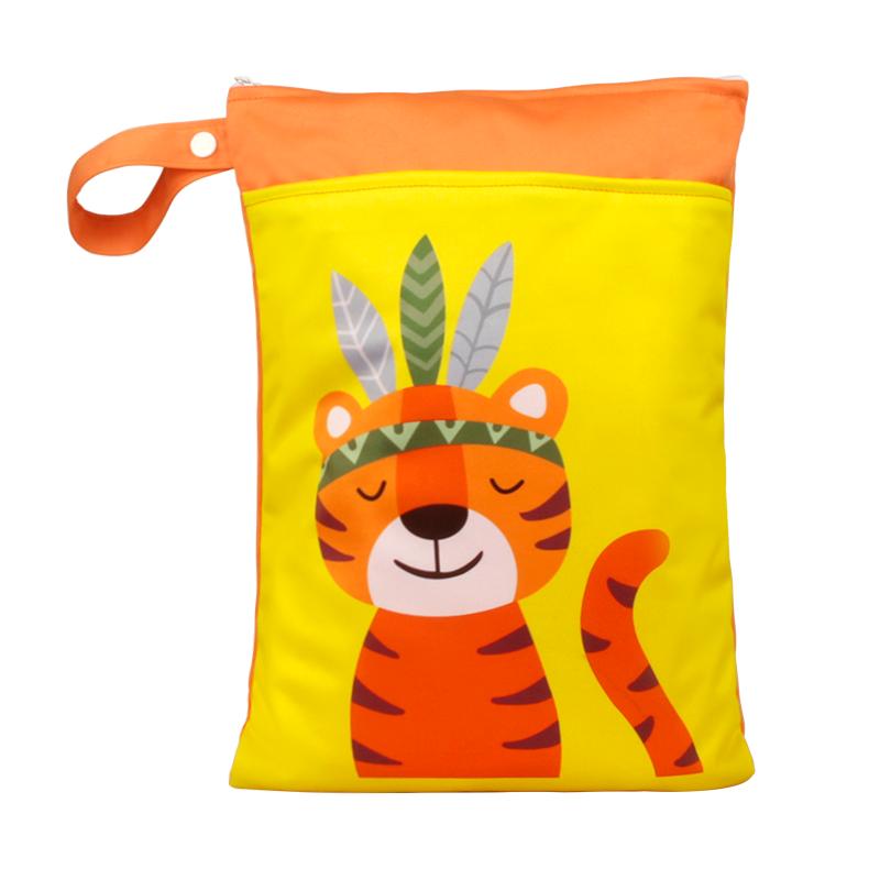 Special Offer Promotion Series 25*35cm Carton Wet Bags Polyester Waterproof Swimsuit Bag Double Pocket Baby Diaper Dry Wet Bag