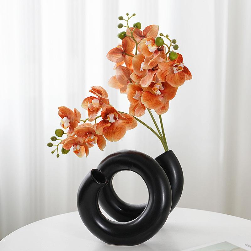 Nordic minimalist ceramic vase Black and white matte glazed hydroponic flower planter Creative Home Decors Ceramic Crafts