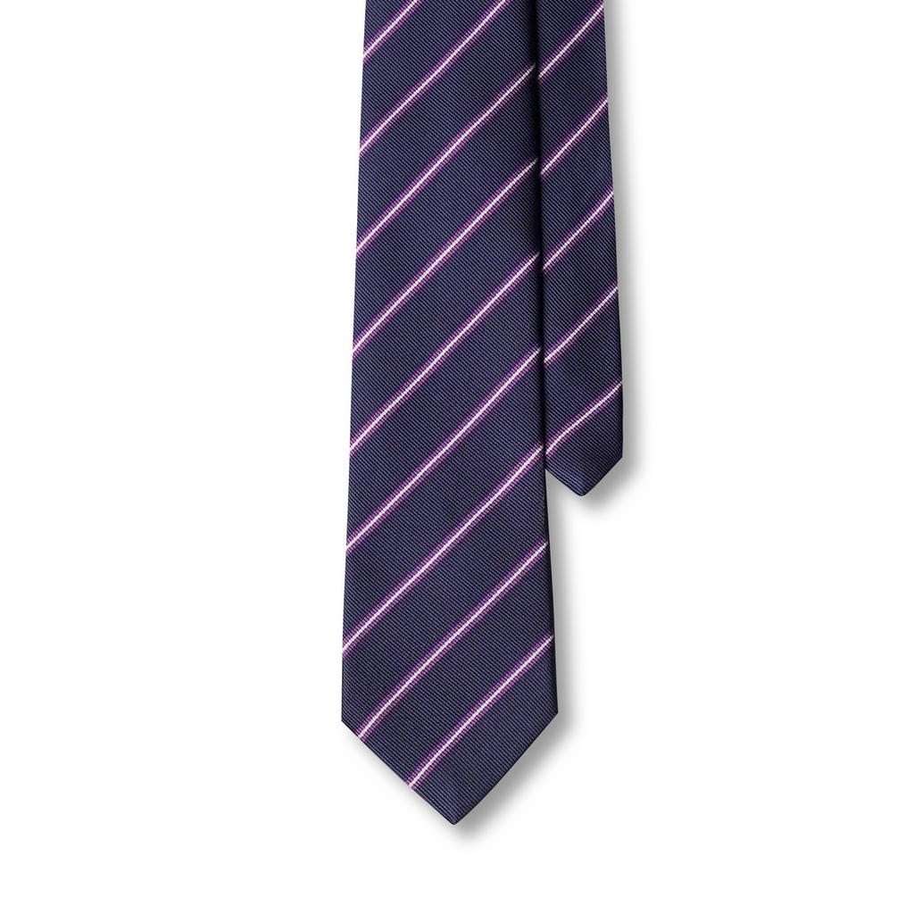 BANTS Hdr Silk Regimental Stripe Tie - Navy X Violet