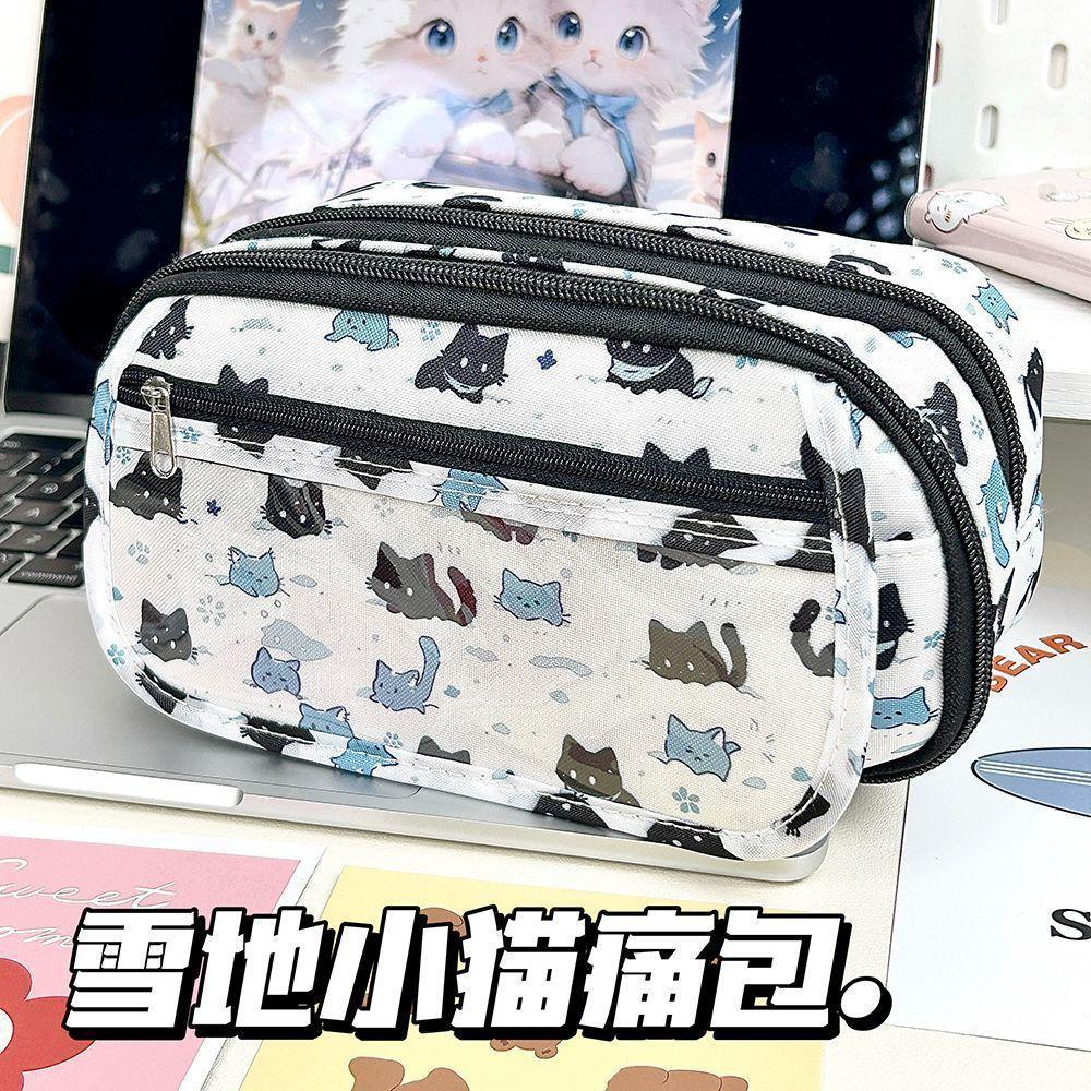 Cute pain bag pencil case girl heart high value large capacity multi-layer stationery box pencil storage bag student