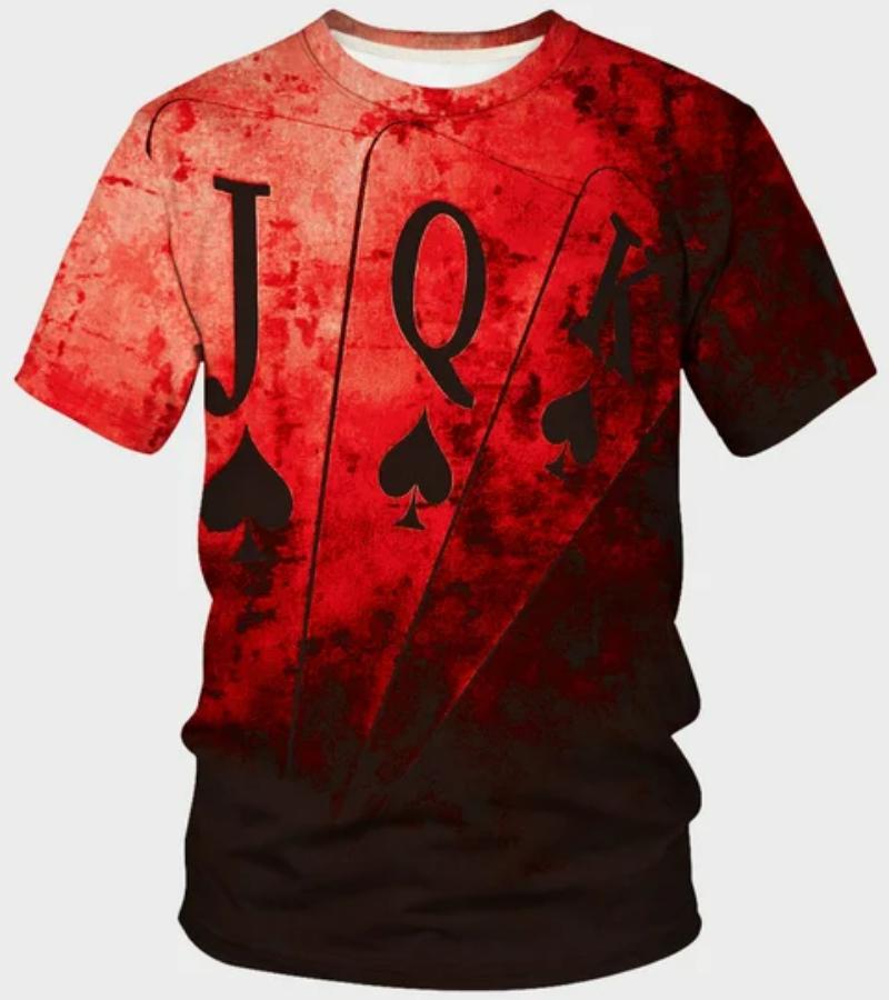 

Модна чоловіча футболка Poker JQK 3d Футболка Oversize Футболка Вуличний одяг Повсякденна футболка з коротким рукавом Літній чоловічий одяг Топи 5XL