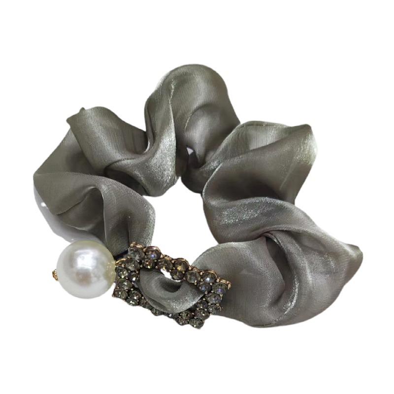 

Super Flash Flower Jewelry Large Intestine Ring Summer Pearl Organza Ball Head Hair Rope Women S Headdress серый